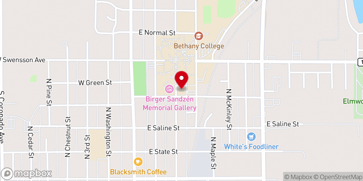 Map showing location of Messiah Lutheran Church - Lindsborg