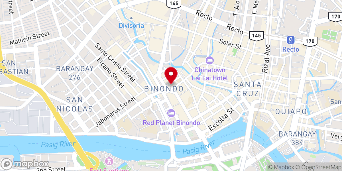 Map showing location of Minor Basilica and National Shrine of Saint Lorenzo Ruiz (Binondo Church)