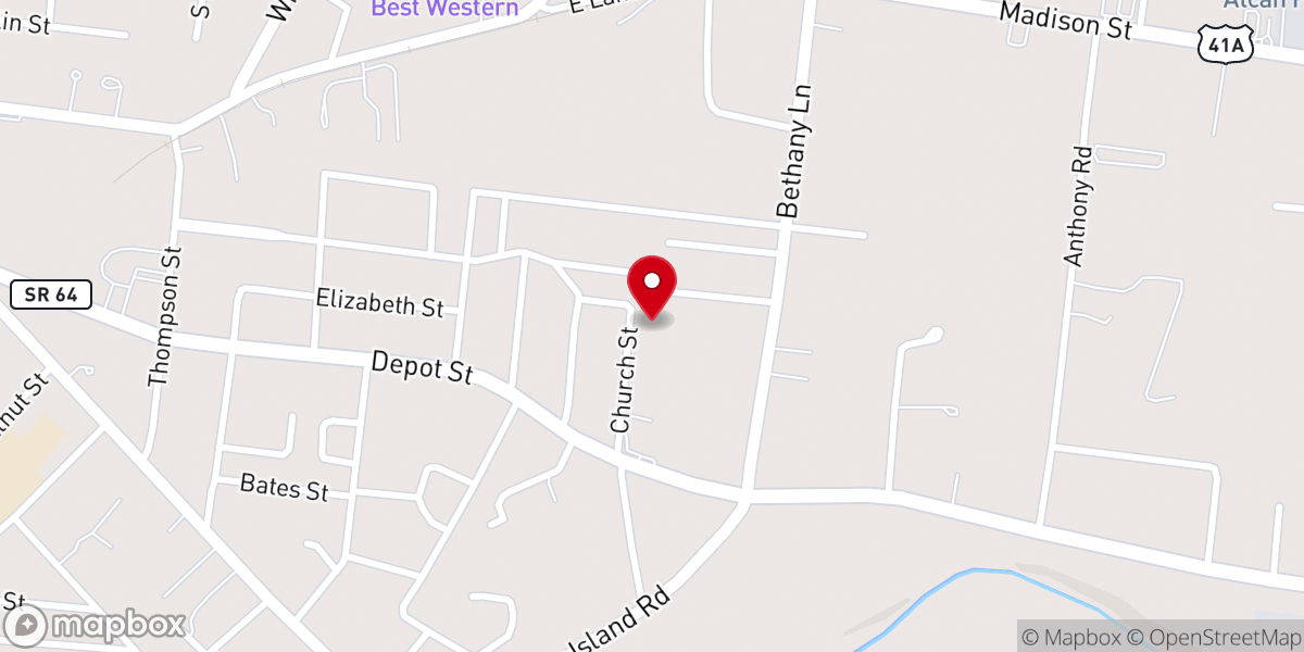 Map showing location of Shelbyville First Seventh-day Adventist Church