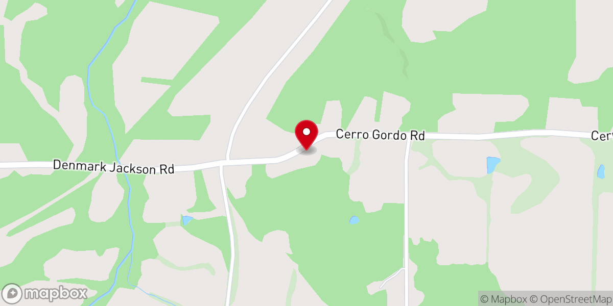 Map showing location of Cerro Gordo Baptist Church