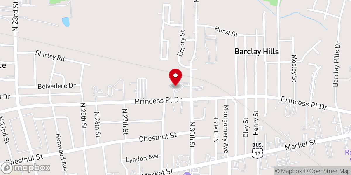 Map showing location of Ebenezer Missionary Baptist Church