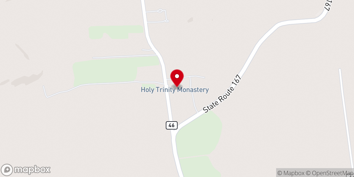 Map showing location of Holy Trinity Monastery