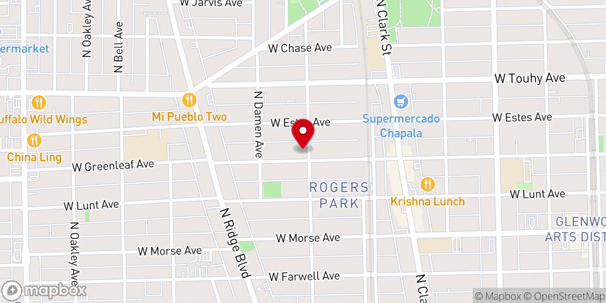 Map showing location of Rogers Park Baptist Church