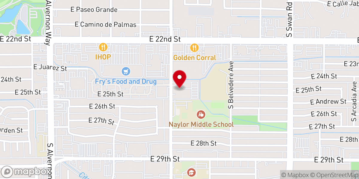 Map showing location of Tucson Baptist Church