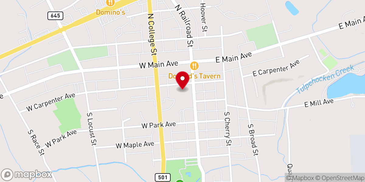 Map showing location of Mission Church Myerstown