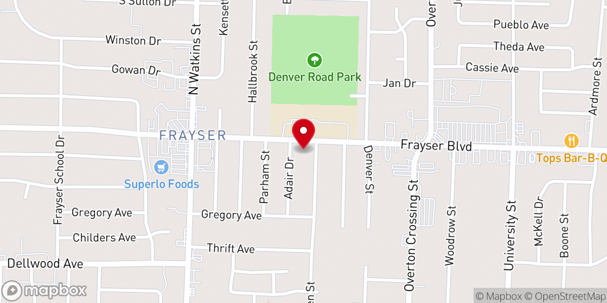Map showing location of Frayser Primitive Baptist Church