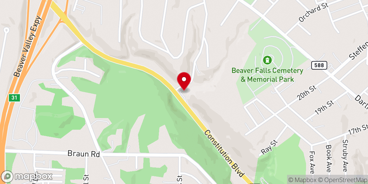 Map showing location of Beaver Valley Wesleyan Methodist Church