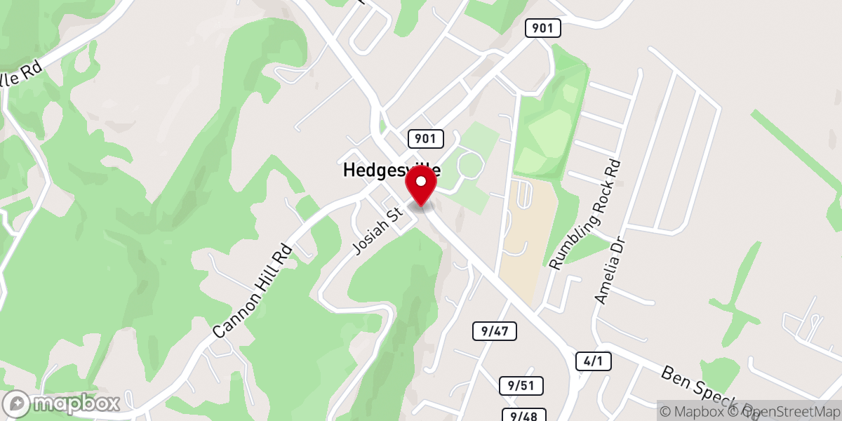 Map showing location of Hedgesville Presbyterian Church