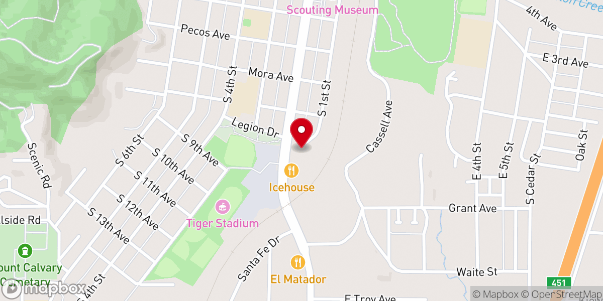 Map showing location of Mesa Church