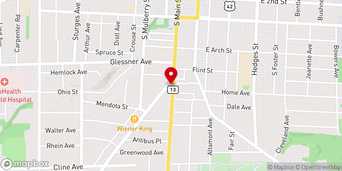 Map showing location of Pavonia United Methodist Church