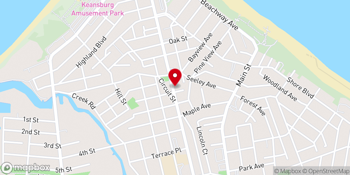 Map showing location of Keansburg Pentecostal Church
