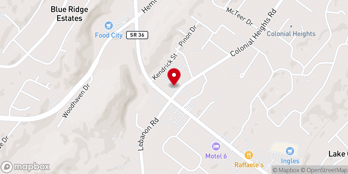 Map showing location of Colonial Heights Baptist Church