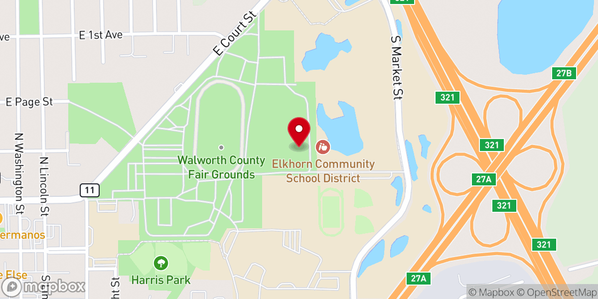 Map showing location of Walworth County Fairgrounds and Campgrounds- Elkhorn, Wisconsin