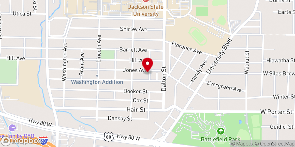 Map showing location of Greater St. James Baptist Church