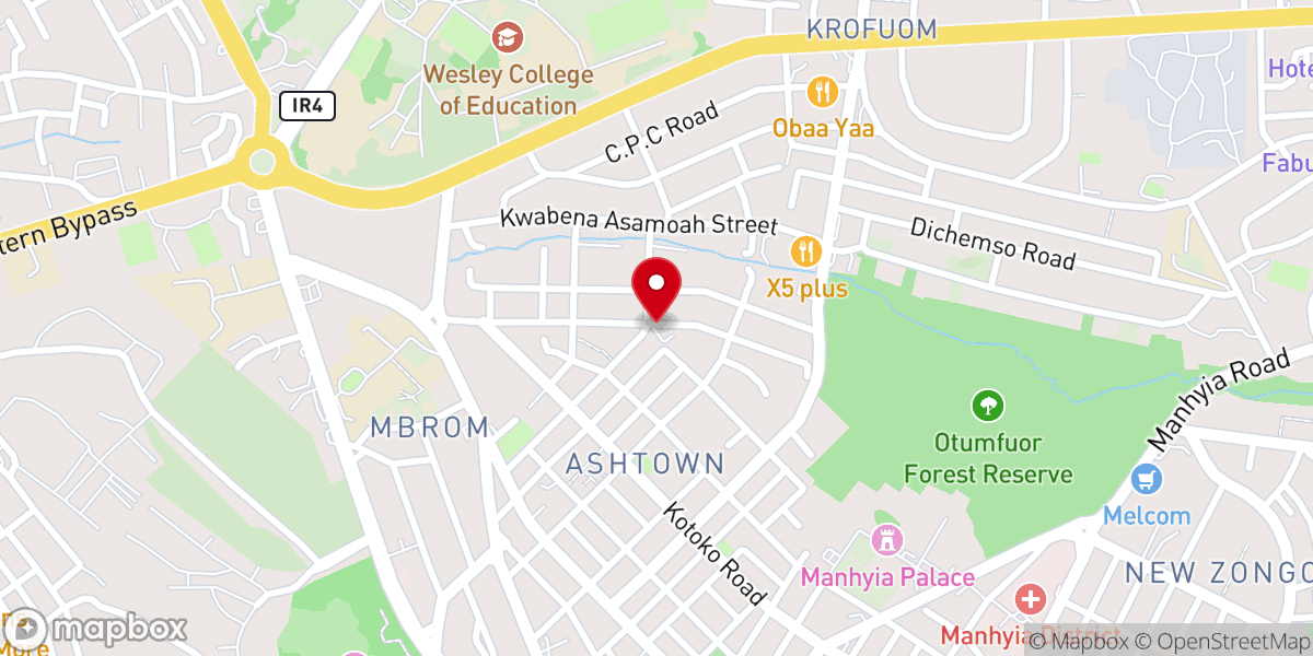 Map showing location of The Apostolic Church-Ghana Ash Town Central District