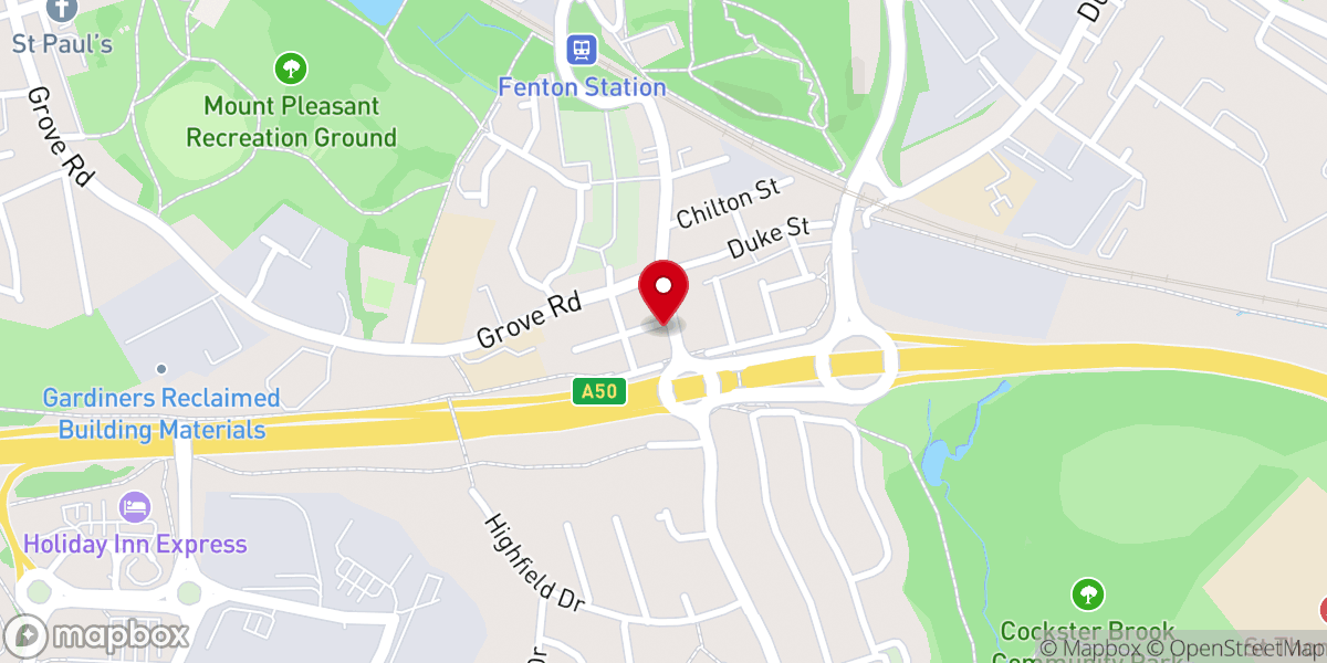 Map showing location of Blurton Baptist Church