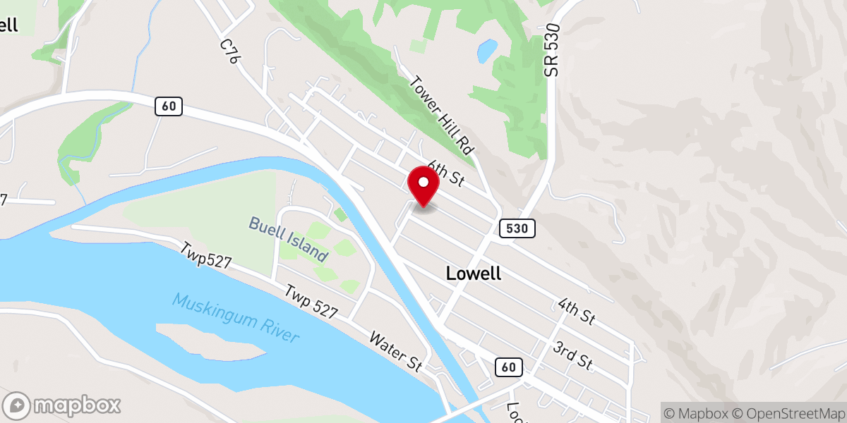 Map showing location of Lowell Christian Church