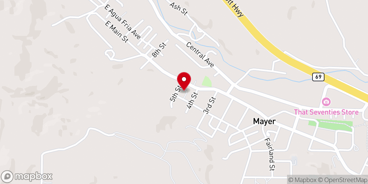 Map showing location of Mayer Community Church