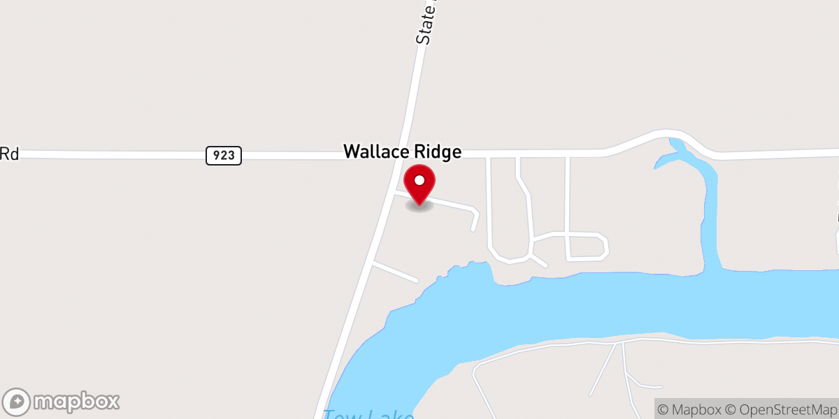Map showing location of Wallace Ridge Church