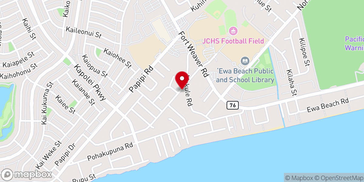 Map showing location of Ewa Beach Church of God