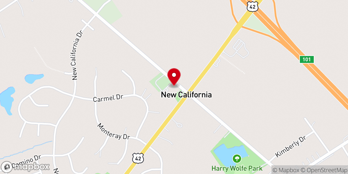 Map showing location of New CA Presbyterian Church