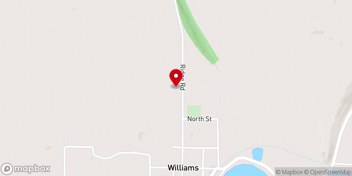 Map showing location of Williams First Baptist Church