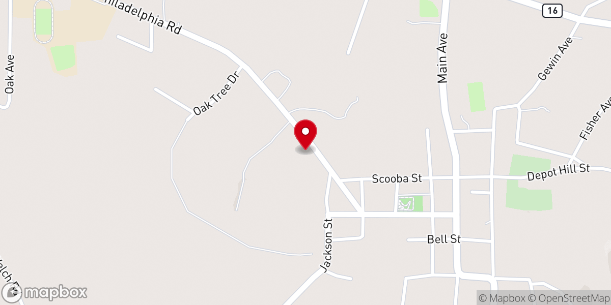Map showing location of Simmon's Ridge Baptist Church