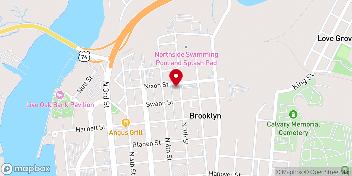 Map showing location of Warner Temple AME Zion Church