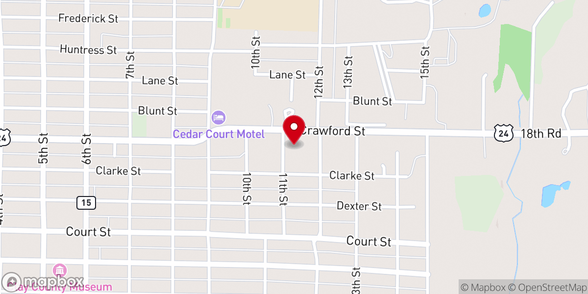 Map showing location of Calvary Baptist Church