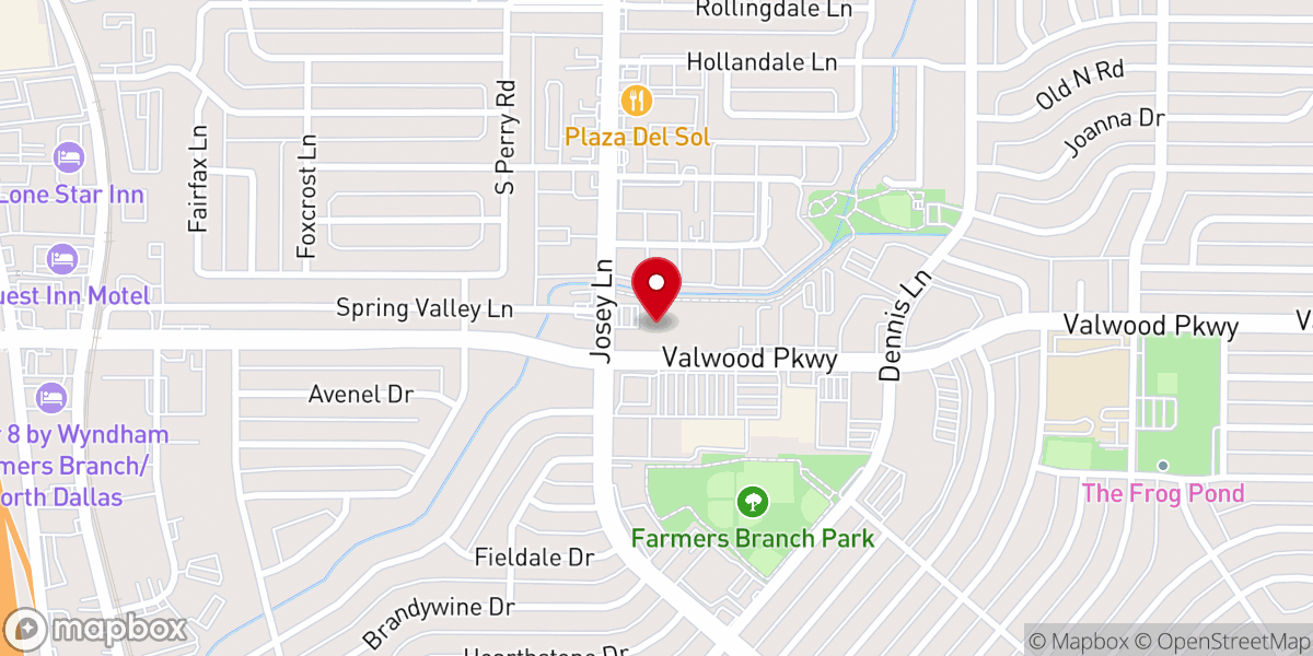 Map showing location of Valwood Park Baptist Church