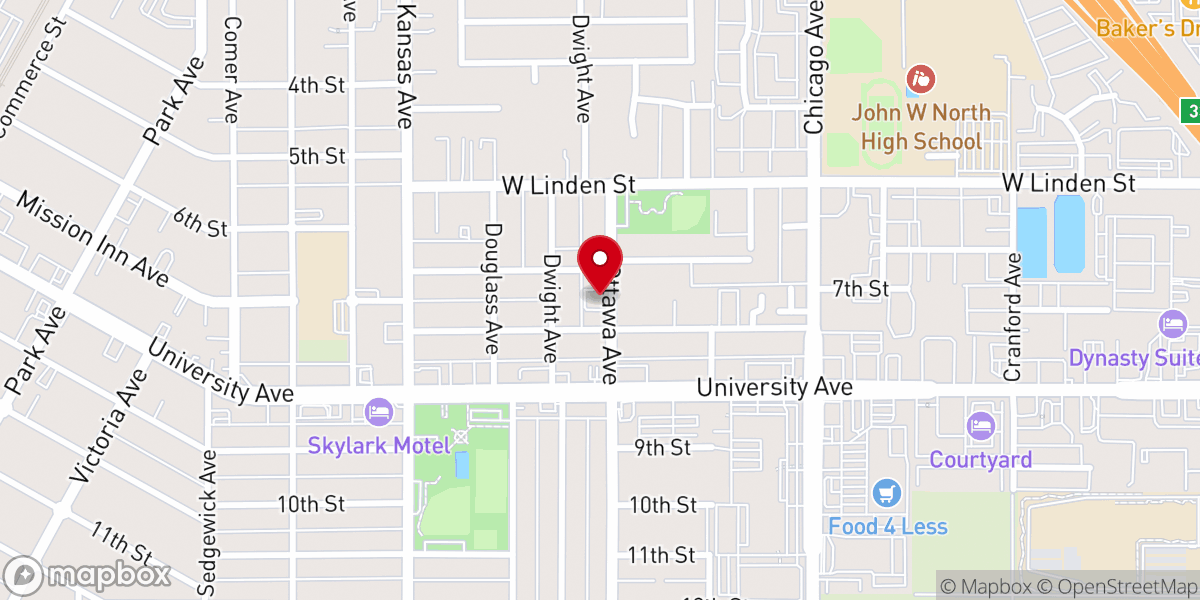 Map showing location of Riverside Spanish Seventh-day Adventist Church