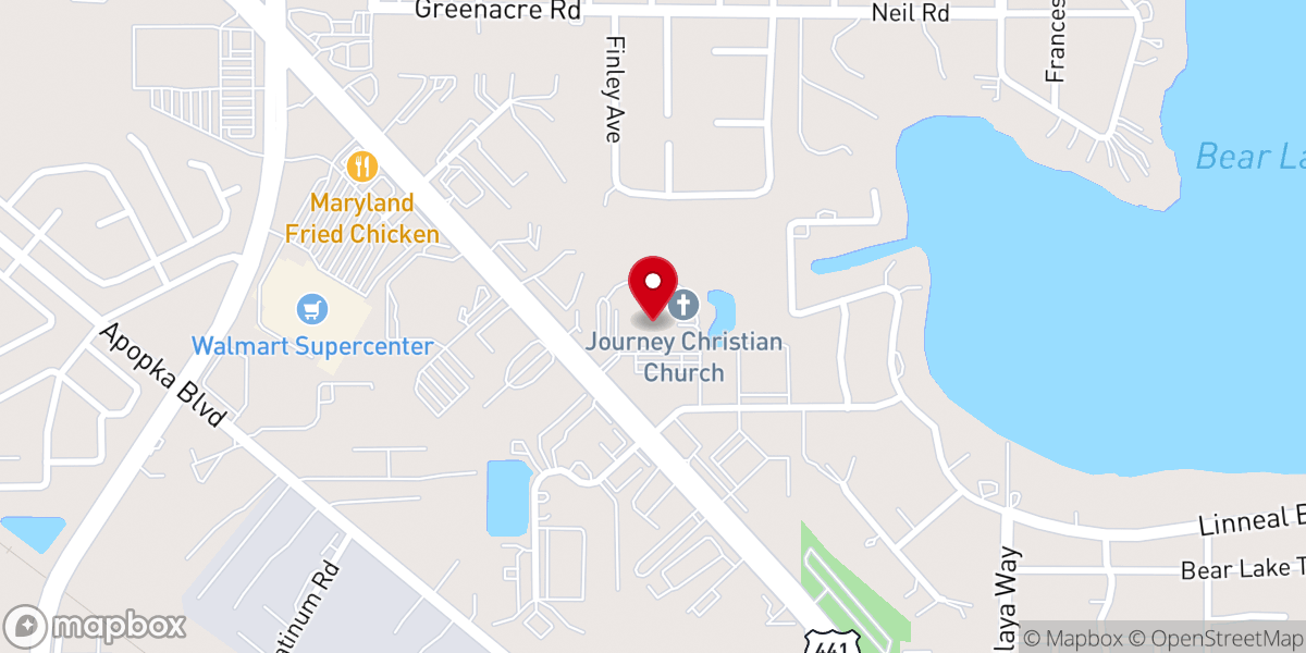 Map showing location of Journey Christian Church