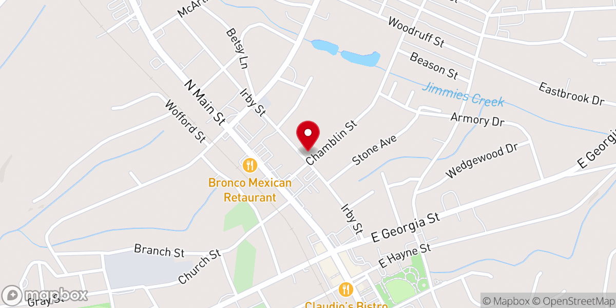 Map showing location of Helping Hands Ministries of Woodruff