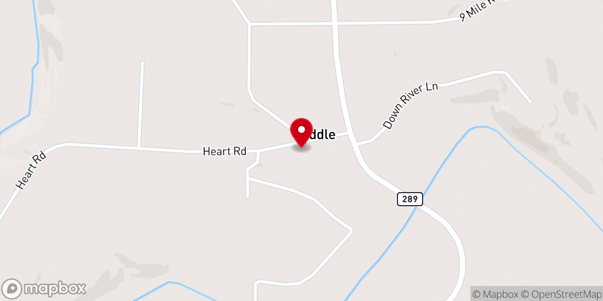 Map showing location of Saddle Baptist Church
