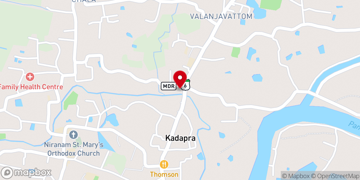 Map showing location of St. Mary's Malankara Syrian Catholic Church Niranam-Alumthuruthy