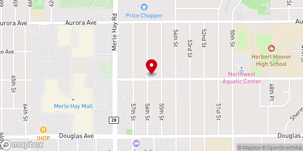 Map showing location of Des Moines Mennonite Church