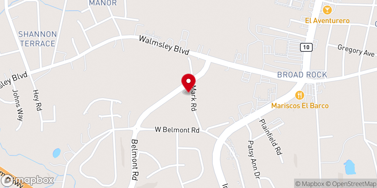Map showing location of Belmont United Methodist Church