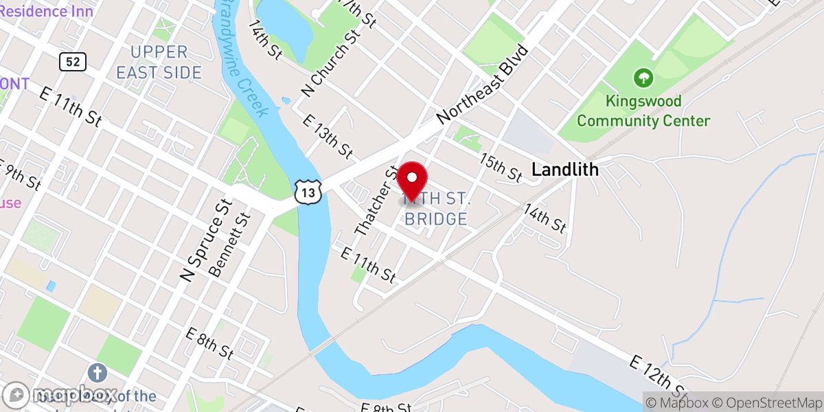 Map showing location of New Hope Baptist Church