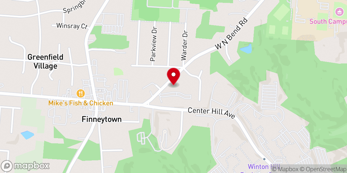 Map showing location of Parkview Heights Church