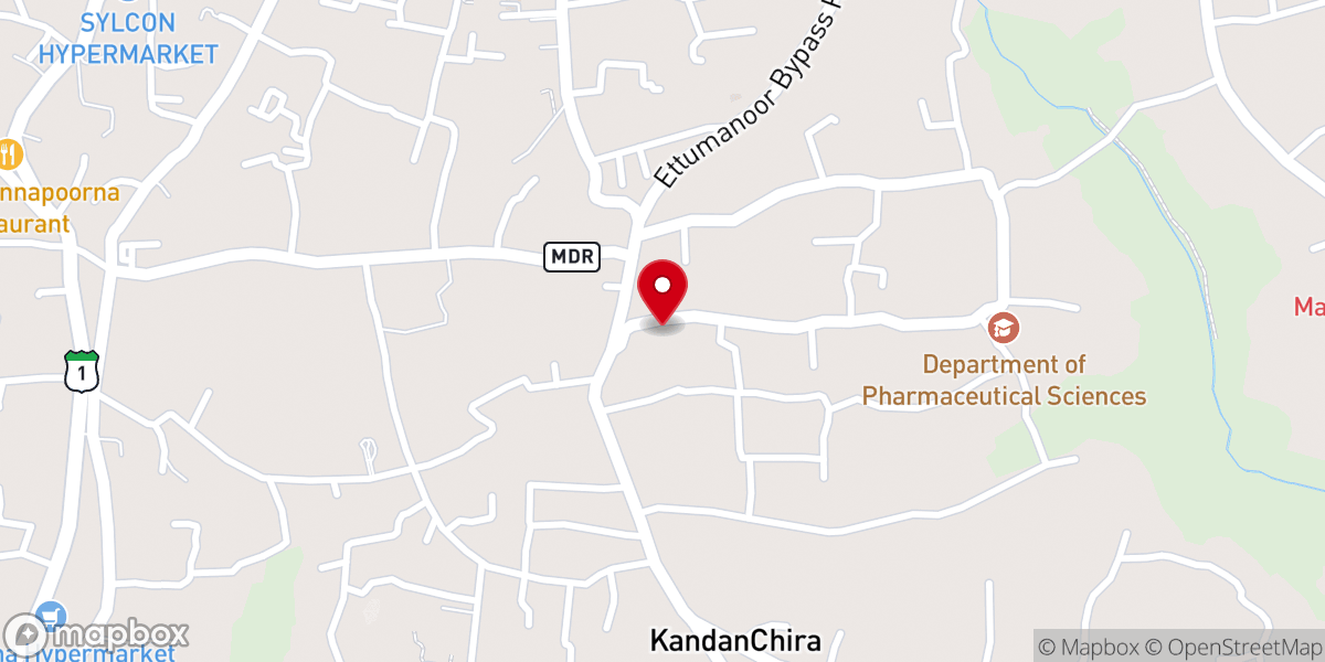 Map showing location of St. Sebastian's Church, Cheruvandoor