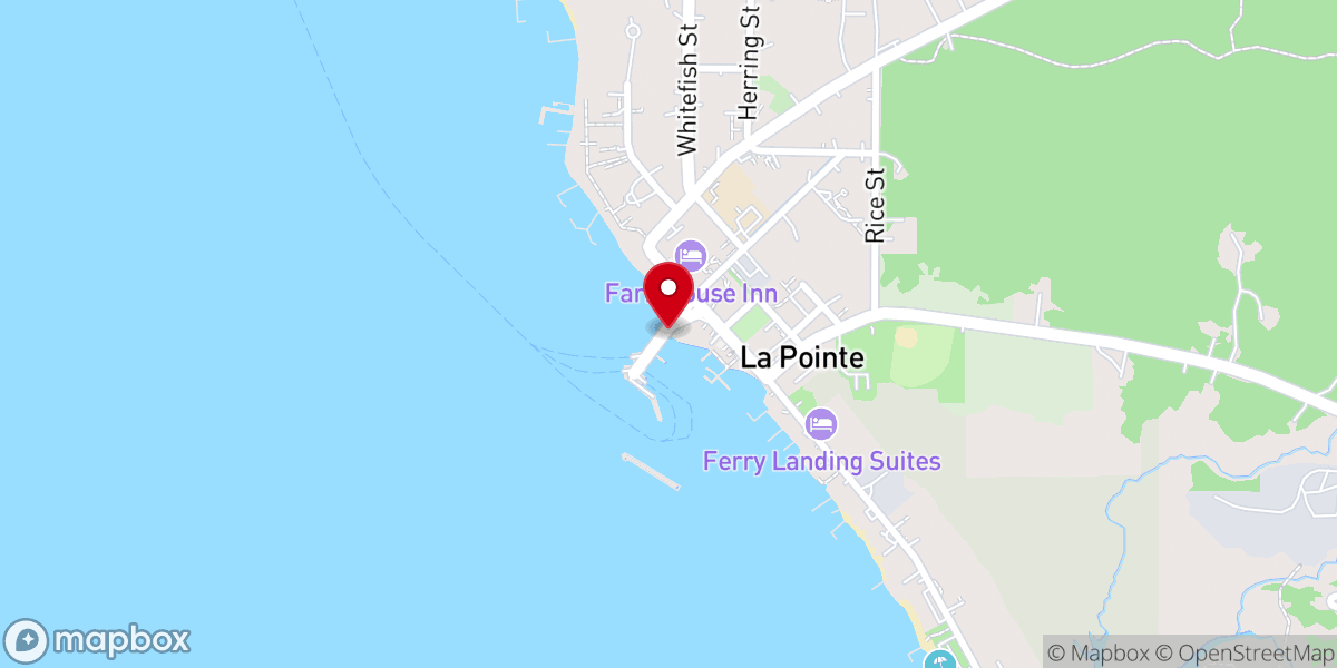 Map showing location of Madeline Island Ferry Line