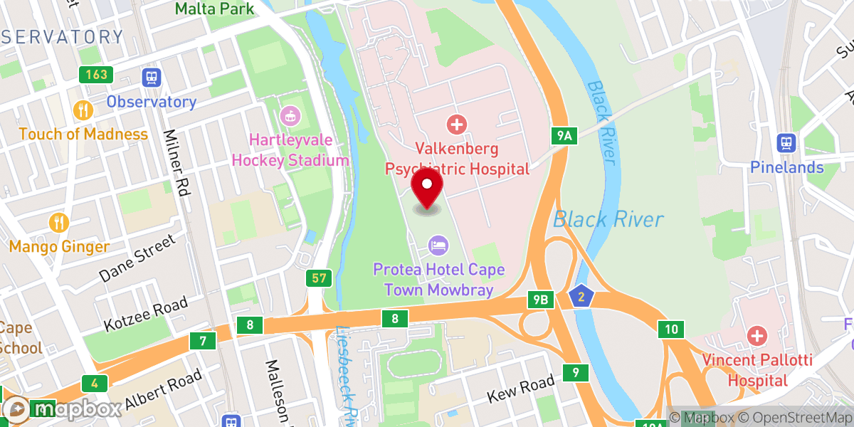Map showing location of Cape Town South Africa Temple