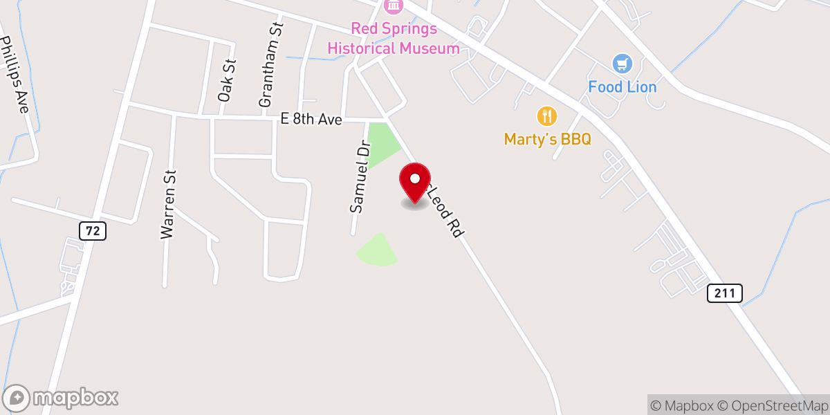 Map showing location of Robeson County-St. Joseph Miracle Revival Center