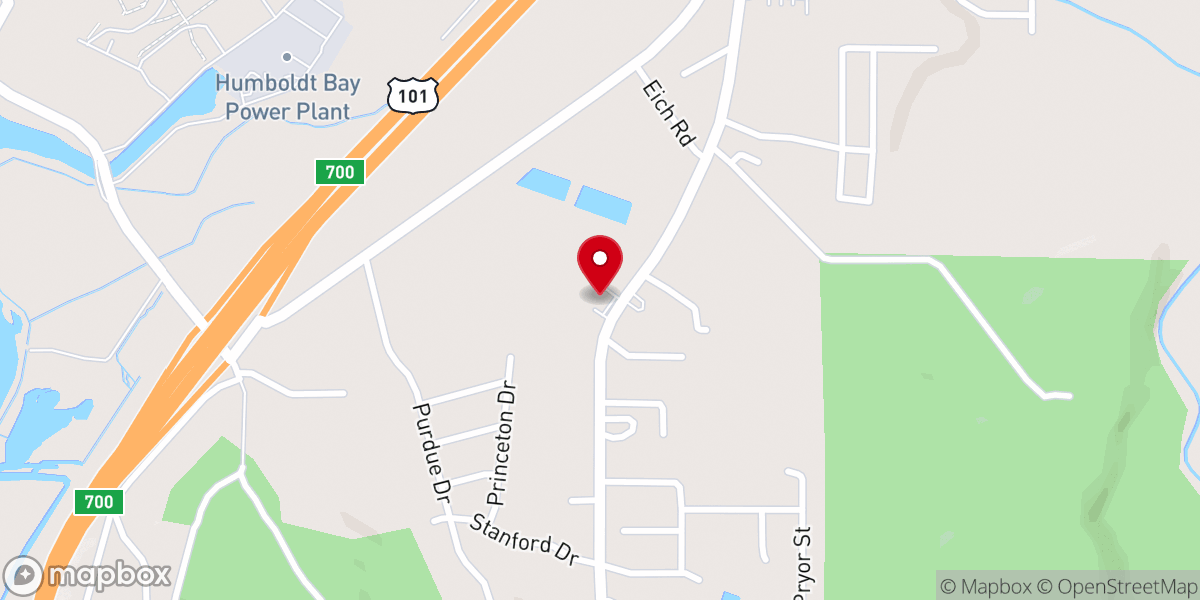 Map showing location of Redwood Christian Center
