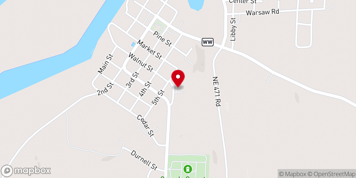 Map showing location of First Baptist Church-Osceola