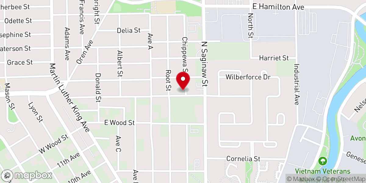 Map showing location of New Zion Baptist Church