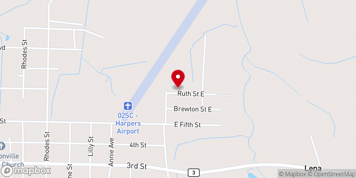 Map showing location of Sweet Rose Church
