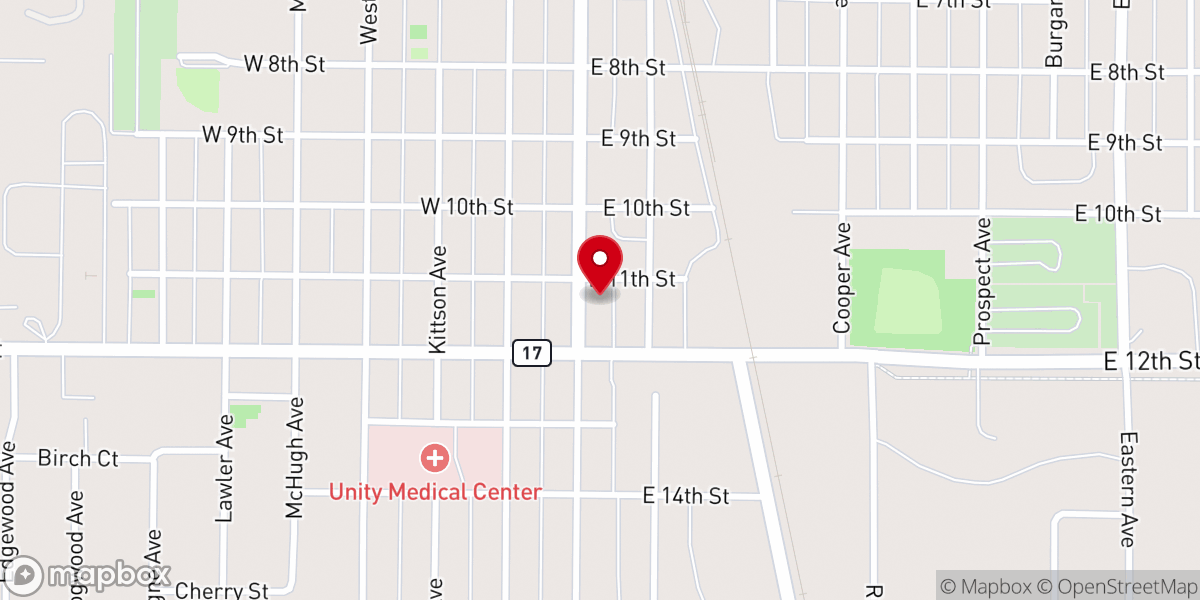 Map showing location of Zion English Lutheran Church
