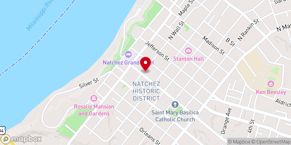 Map showing location of Natchez Museum-African American Culture