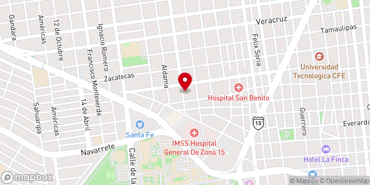 Map showing location of Iglesia Bautista Cordero de Dios